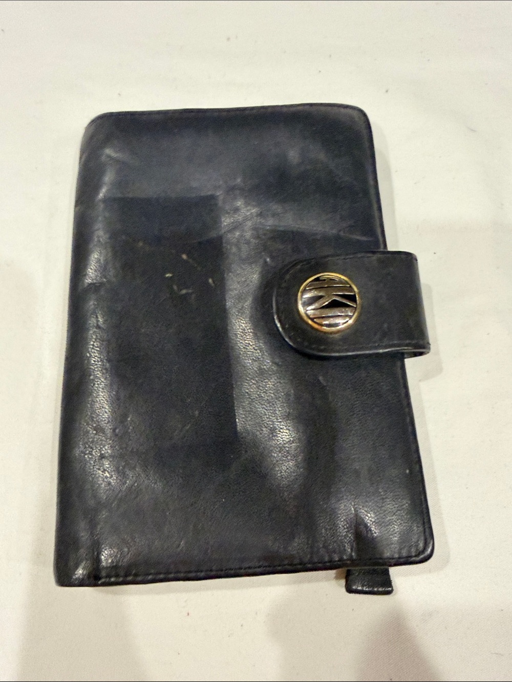 Vintage Anne Klein Black  Leather Men's Organizer with Gold Accent